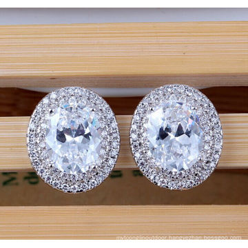 AAA Grade Zircon Inlaid Oval Earrings